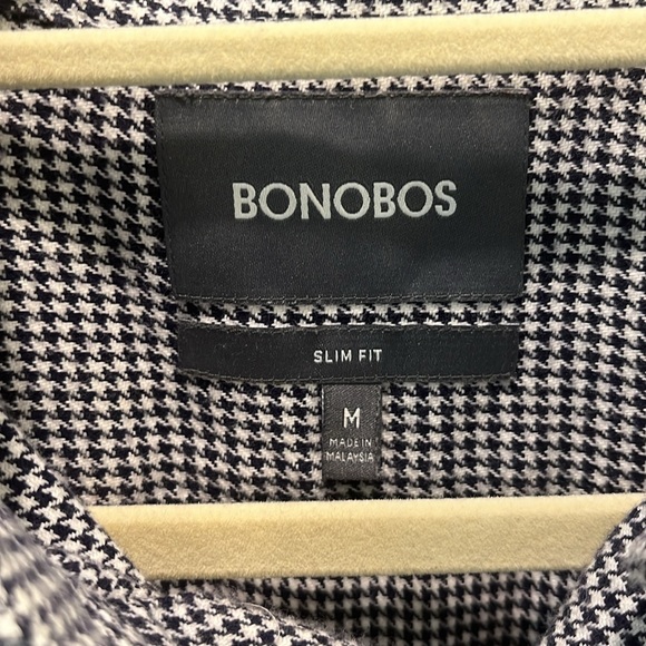 Bonobos unbutton down navy houndstooth check shirt Slim Fit M - Picture 3 of 6